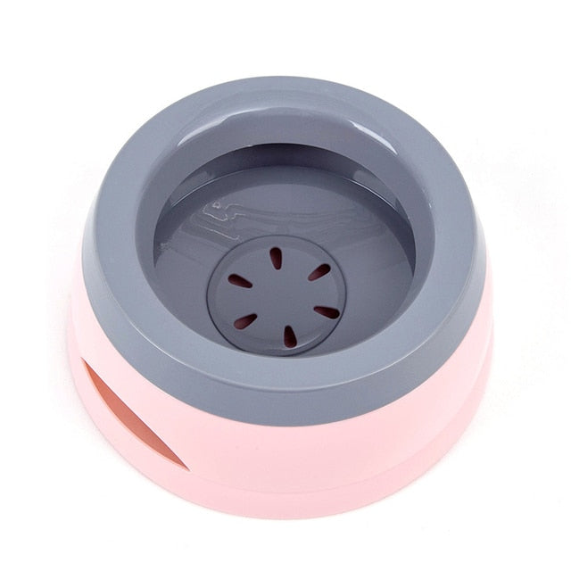 Pet Dog Bowls Floating Not Wetting Mouth Cat Bowl No Spill Drinking Water Feeder Plastic Portable Dog Bowl Support Accessories Pink