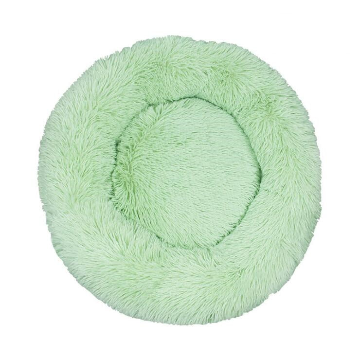 Lit rond en peluche doux pour animal de compagnie chat et chien, panier en fourrure, pour la maison, couchage douceur des animaux, pour petits chiots et chatons, parfait en hiver Light Green, 30CM