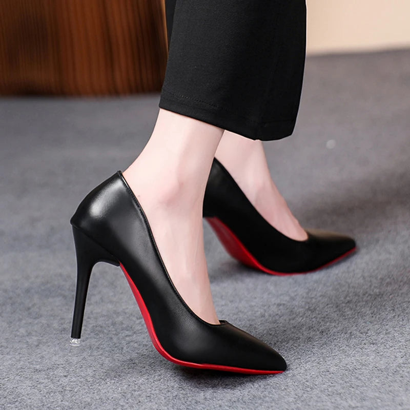 Classic Black Stiletto Heels Pumps Women Spring Patent Leather Office Shoes Woman Plus Size Toe High Heels Shoes