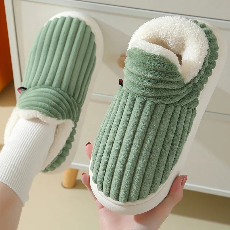 New Fur Slippers For Women Men Winter Furry Fashion Warm Ankles Plush Cozy Slides For Home Indoor Soft Sole Cotton Shoes