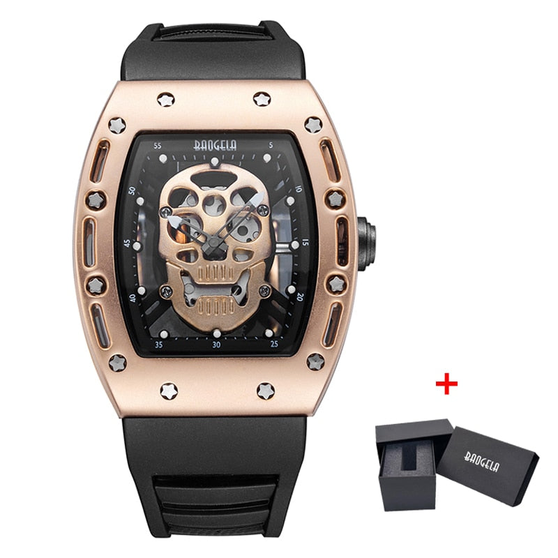 Baogela Pirate Skull Style Men Watch Silicone Luminous Quartz Watches Military Wateproof Skeleton Wristwatch For Man 1612