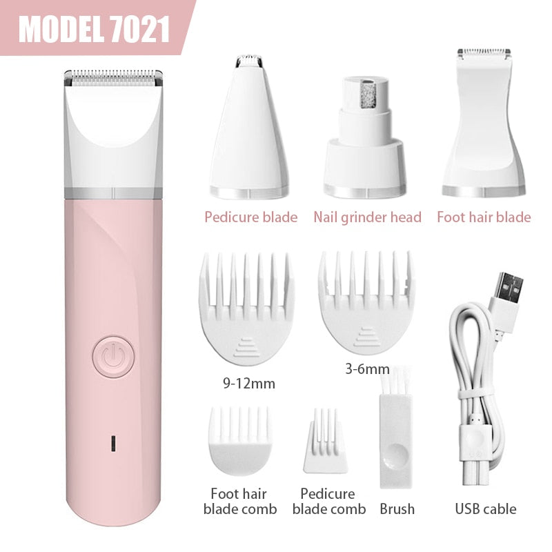 Electric Dog Hair Clipper Pet Cat Hair Trimmer Animals Grooming Clippers Nail Grinder Professional Haircut For Dogs Cats New 7021 Pink 4