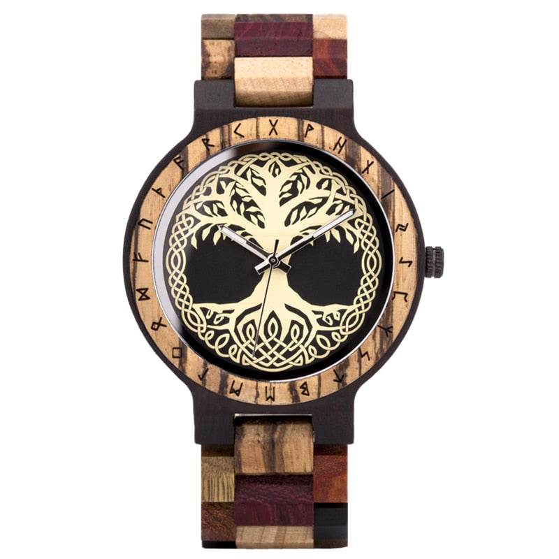 Men Watches Zebra Wood Vintage Watch for Men Come With Bamboo Box Thanksgiving Christmas Gift T94-1, China, Yes