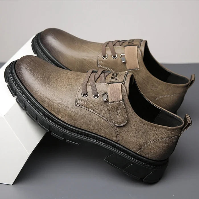 Vintage Oxford Business Men Leather Shoes Brown Casual Platform  Footwear Low-top Designer Male Shoes British Office Male Oxford