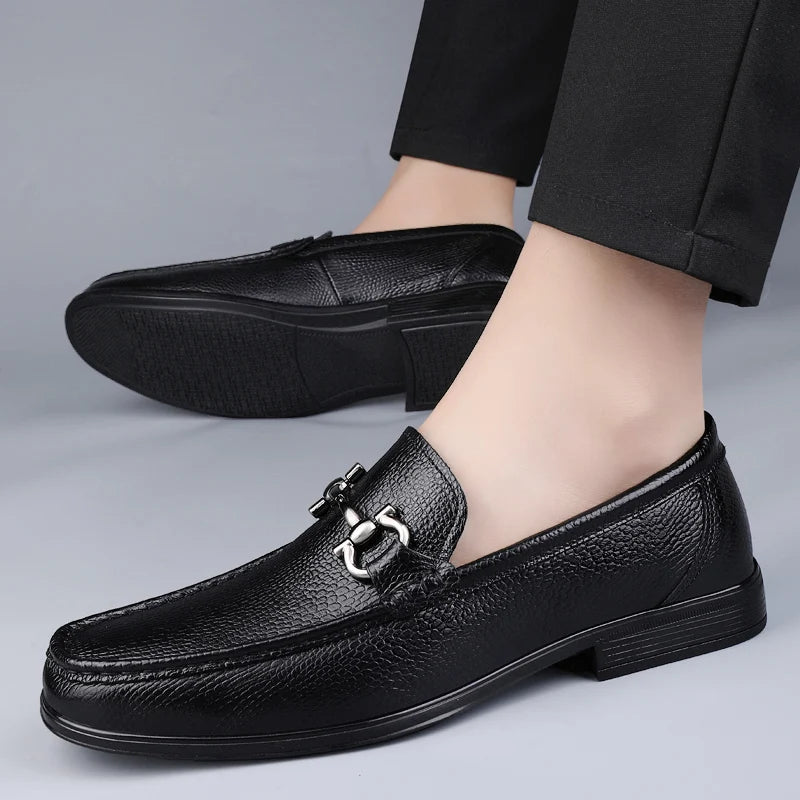 Luxury Brand Men Casual Shoes Genuine Leather  Slip on Formal Loafers Handmade Man Moccasins Italian Black Male Driving Shoes