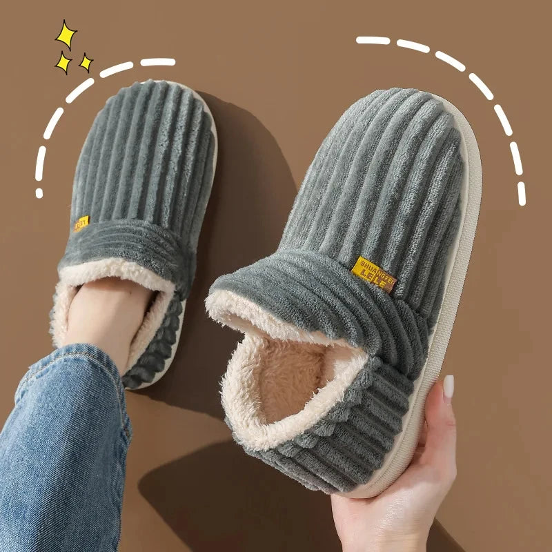 New Fur Slippers For Women Men Winter Furry Fashion Warm Ankles Plush Cozy Slides For Home Indoor Soft Sole Cotton Shoes