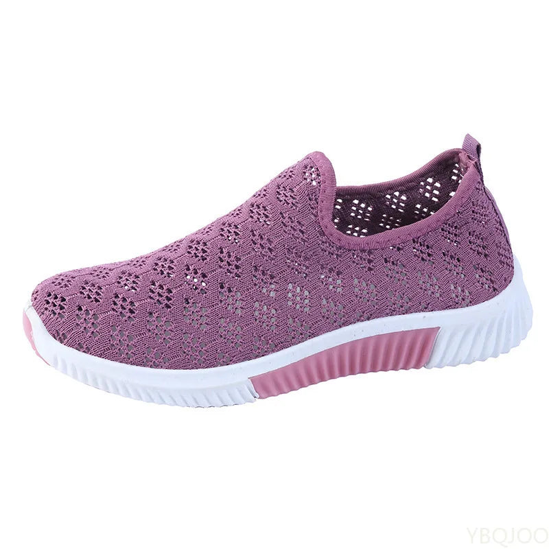 Mesh Shoes Women Shoes Mesh Sports Shoes Breathable Flats Soft Sole Casual Sneakers