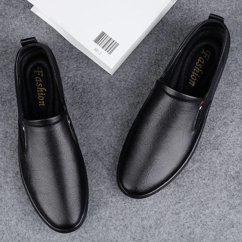 British Style Gents Genuine Leather Handmade Dress Men's Shoes Round Toe Italian Casual Cow Leather Loafers Dress Shoes for Man