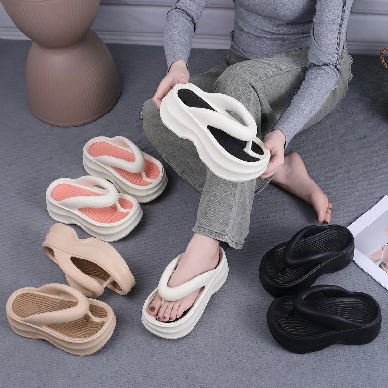 Summer Women's Flip Flops Comfortable Non Slip EVA Thick Sole Sandals Outdoor Soft Sole Slippers Women