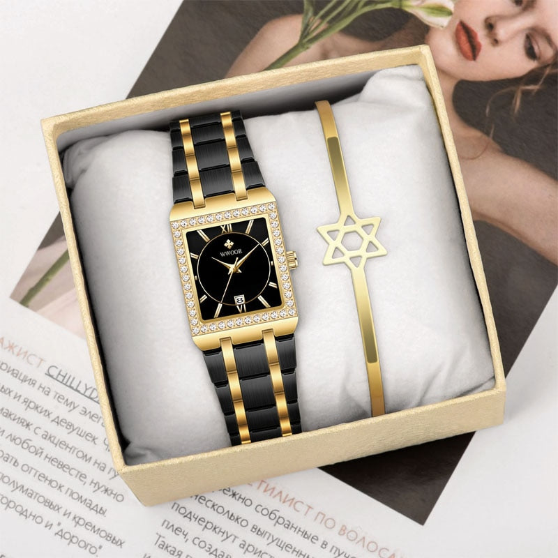 New Fashion Ladies Diamond Watch Top Brand Luxury Square Wrist Watch Simple Women Dress Small Watch Relogio Feminino