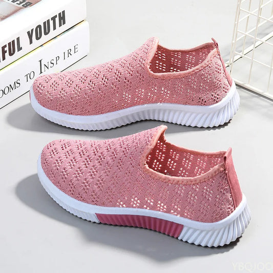 Mesh Shoes Women Shoes Mesh Sports Shoes Breathable Flats Soft Sole Casual Sneakers