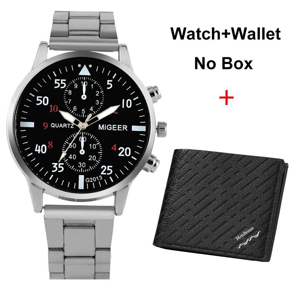 Watch and Wallet Gift Set for Men Top Brand Luxury Business Quartz Wristwatch Men Original Gifts Regalos Para Hombre Watch-Wallet 02