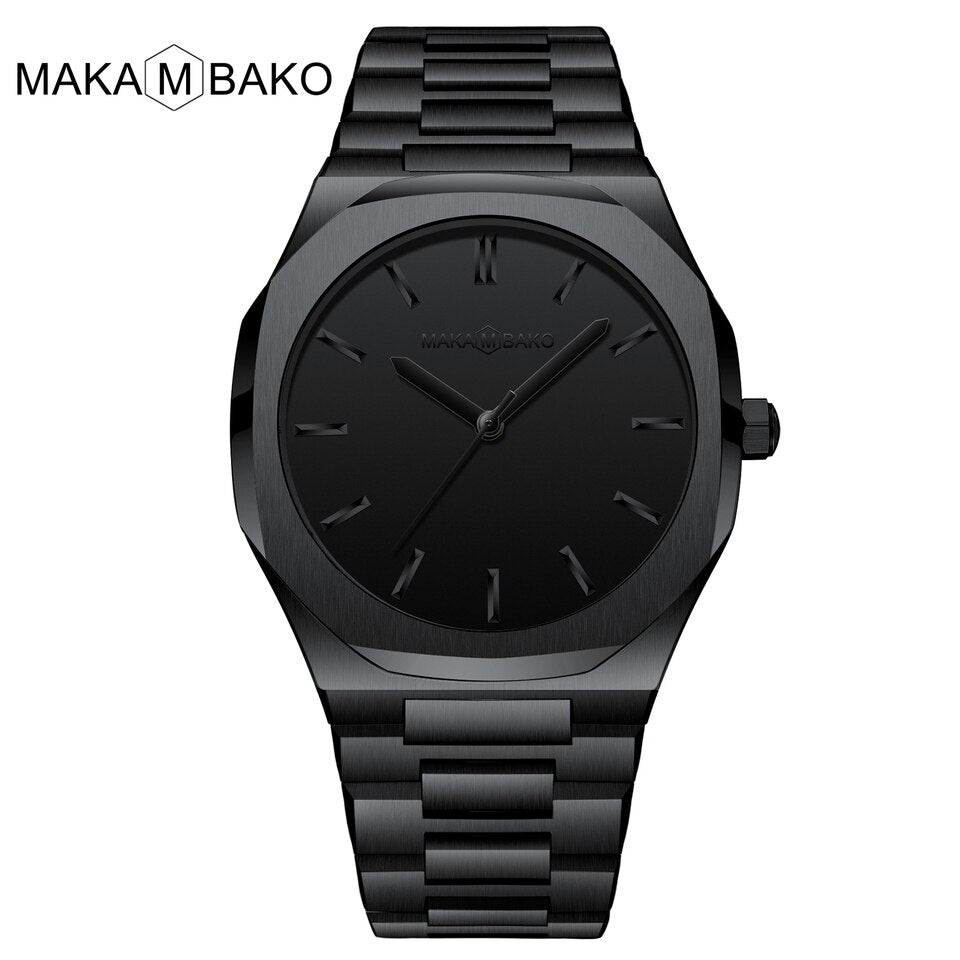 Original Top Brand All Black Stainless Steel Men Wristwatch Classic Business Waterproof Japan Movement Quartz Watch For Men 5015H3