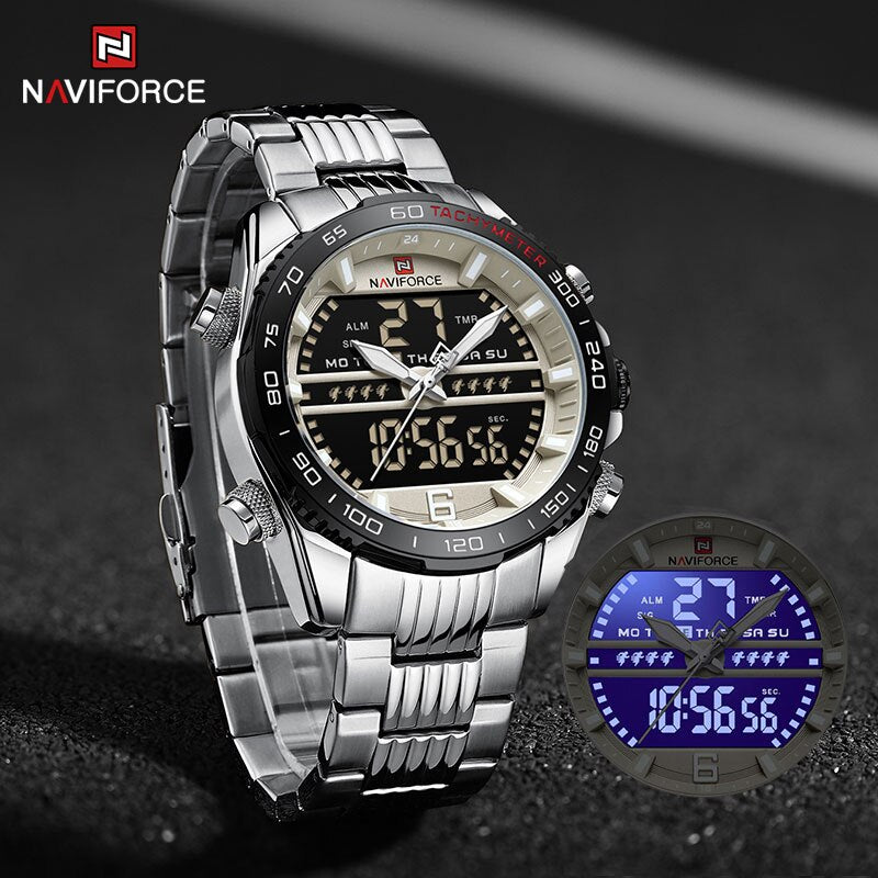 Sport Men Wrist Watch Digital Waterproof Quartz Chronograph Stainless Steel Clock Male Relogio Masculino