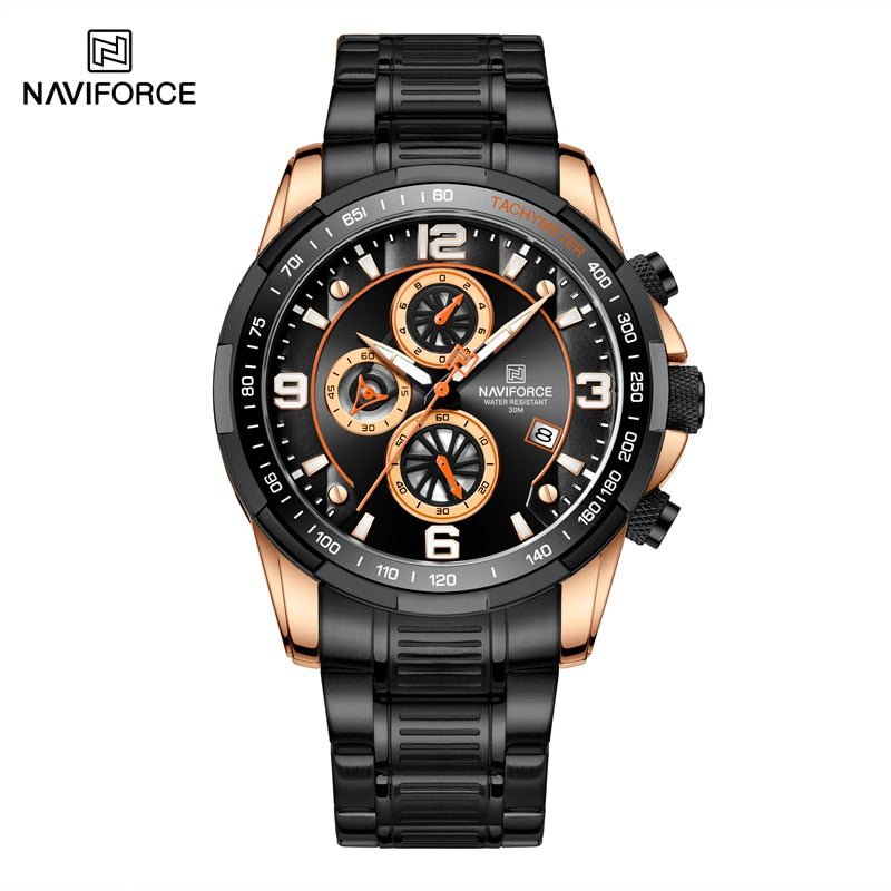 Men Luxury Fashion Design Gold Men Watches Multifunction Luminous Quartz Male Wrist Watch RGB