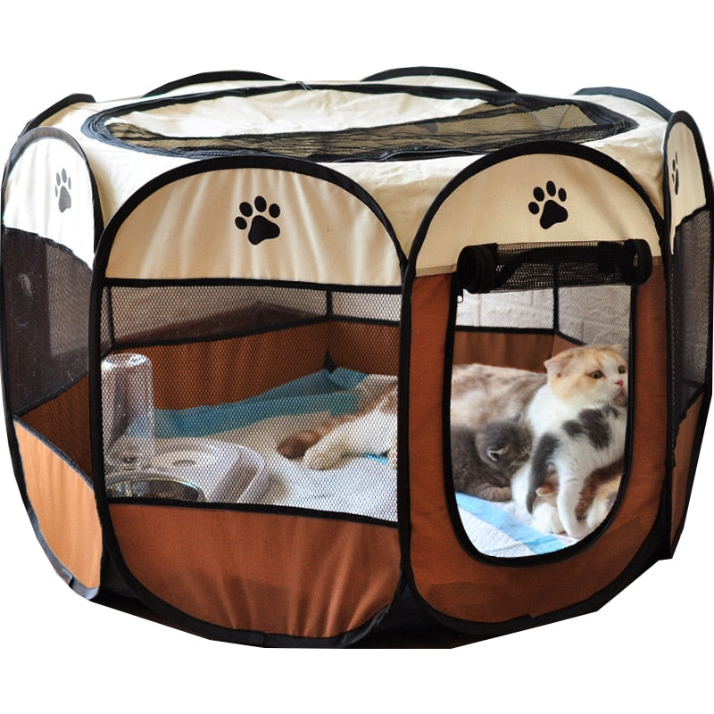 Portable perros House Large Small Dogs Outdoor Dog Cage Houses For Foldable Indoor Playpen Puppy Cats Pet Dog Bed Tent dog house Coffee, 73x73x43CM