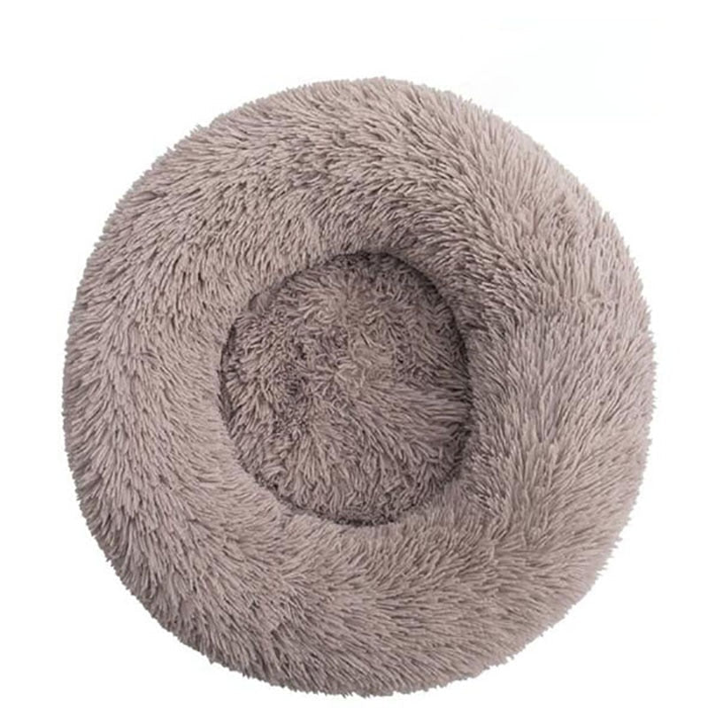 Lit rond en peluche doux pour animal de compagnie chat et chien, panier en fourrure, pour la maison, couchage douceur des animaux, pour petits chiots et chatons, parfait en hiver Brown, 30CM