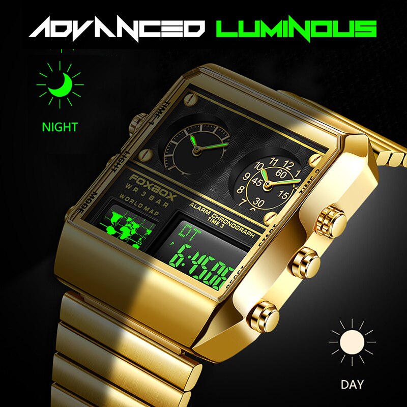 New Creative Square Watch Men Top Brand Luxury Digital Watch Fashion Dual Display Watches For Men Relogio Masculino