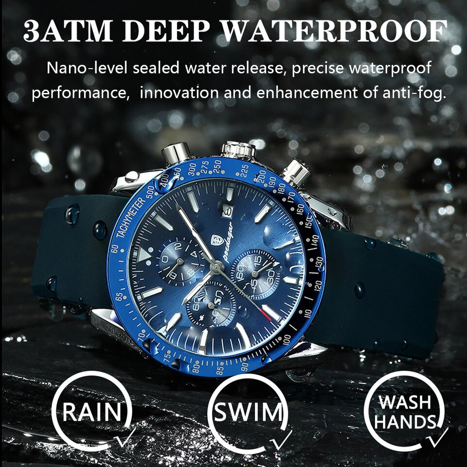 Casual Sport Watch Top Brand Creative Chronograph Silicone Strap Date Luminous Waterproof Men Watches Male Clock