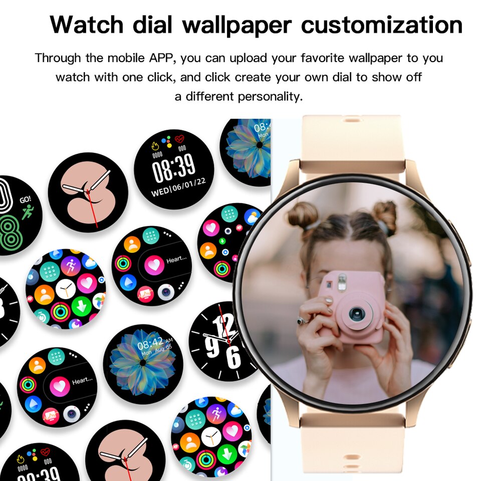 New Smart Watch Round Smartwatch Bluetooth Calls Watches Men Women Fitness Bracelet Custom Watch Face +Gift Box