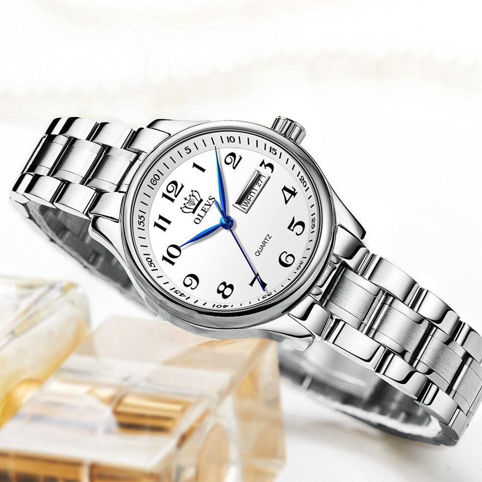 Luxury Quartz Watch for Women Elegant Stainless Steel Watch Luminous Waterproof Wristwatch Ladies Dress Watch