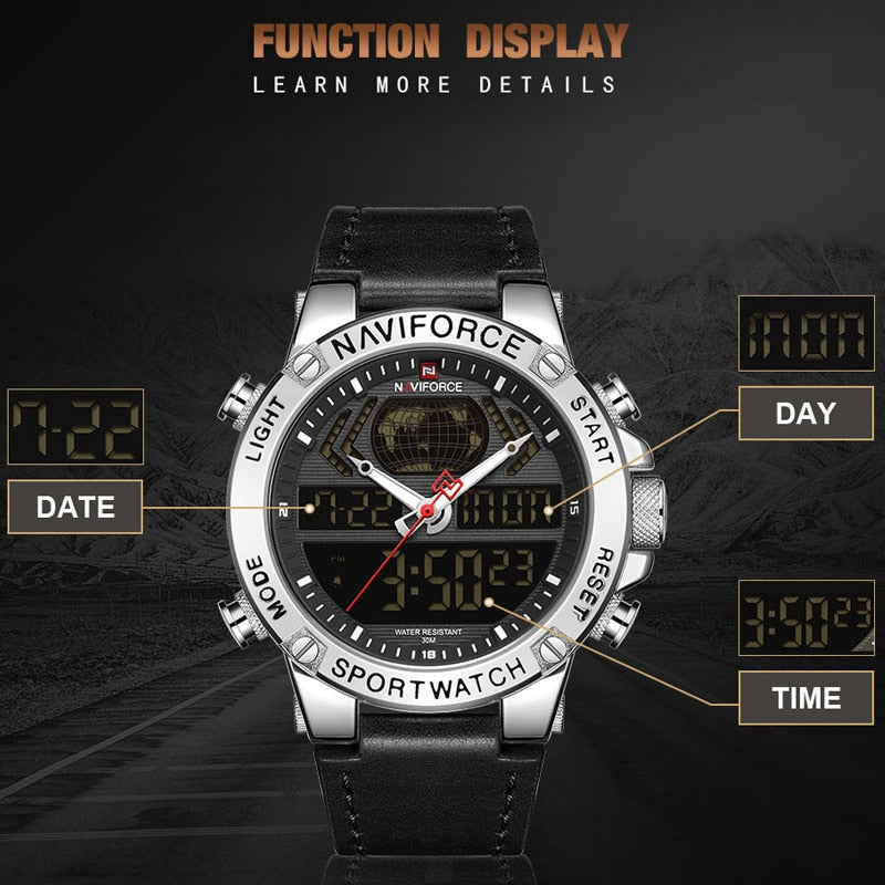 Luxury Mens Sport Watches Military Waterproof Digital Alarm Chronograph Quartz Wristwatch Male Clock Relogio Masculino