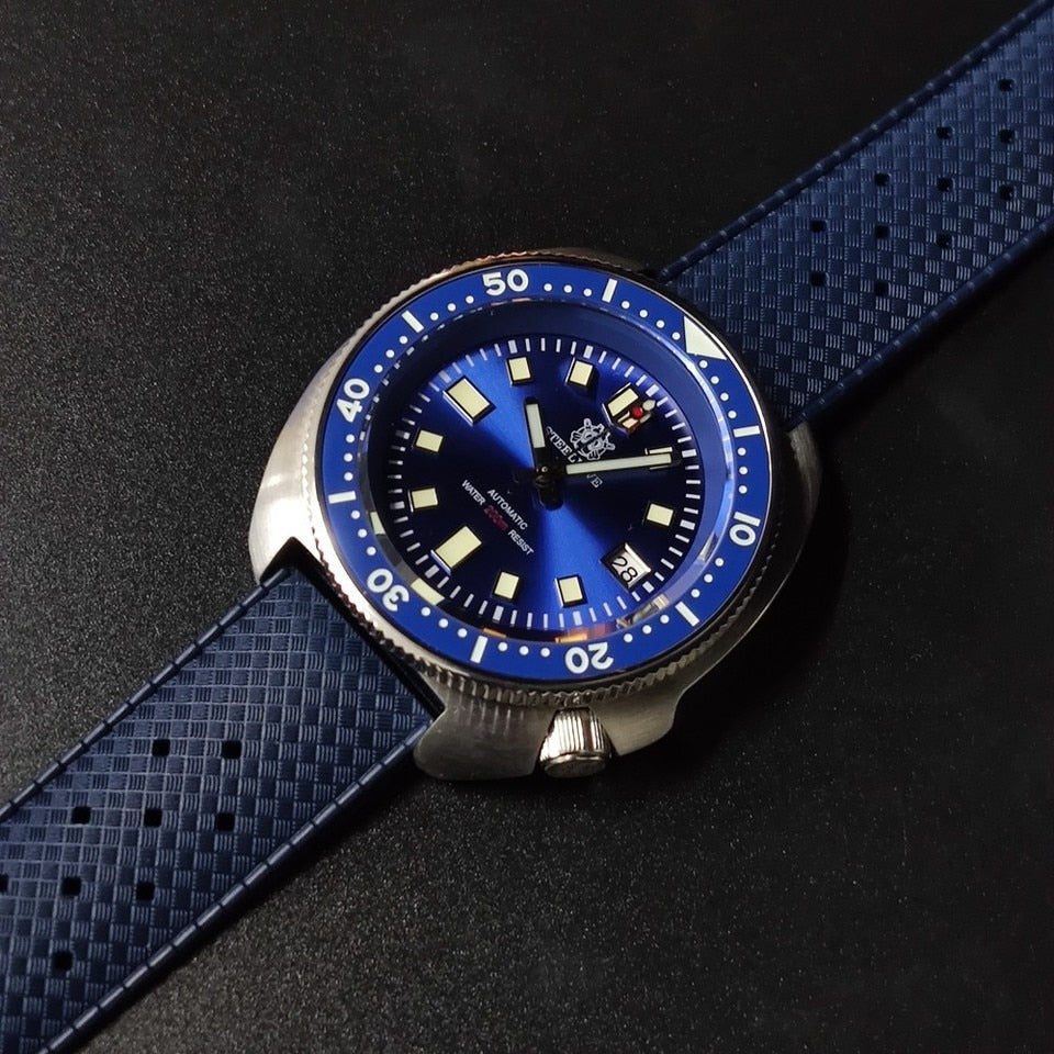 New Men SD1970 SteelDive Mechanical Watch Brand 44MM Men NH35 Dive Watch with Ceramic Bezel Watch 70BL-TP Blue-Logo, China, NH35 Movt