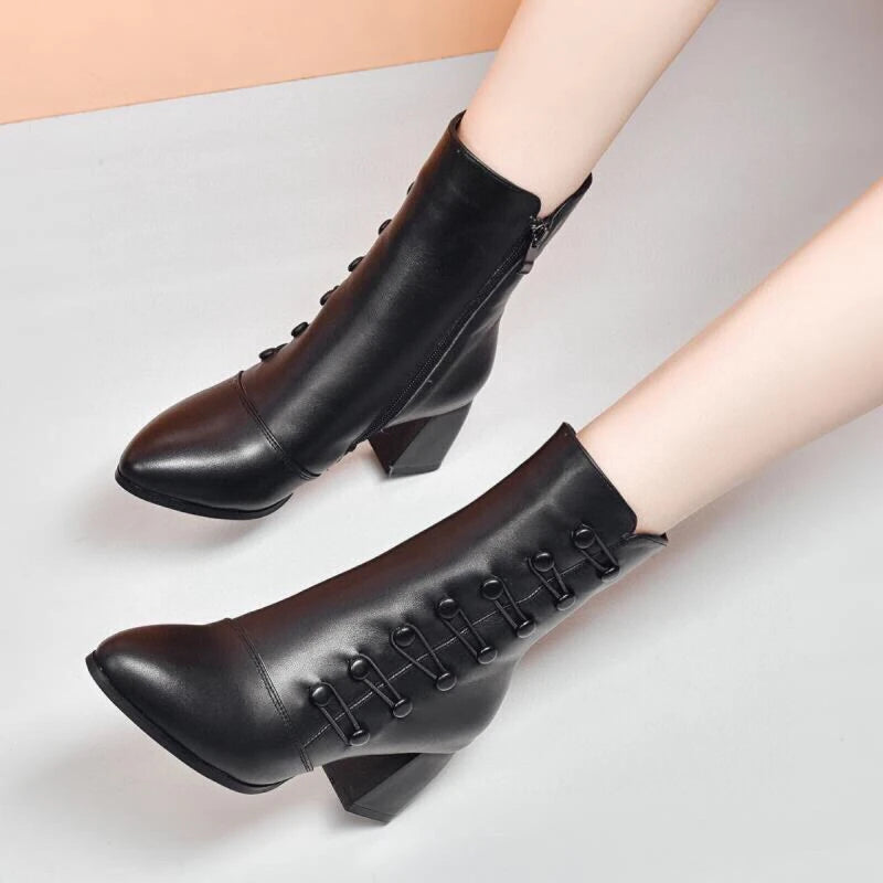 Brand Women Boots Chunky Chelsea High Boots Women New High Heels Shoes designer Sexy Women Ankle Boots Big Size botas