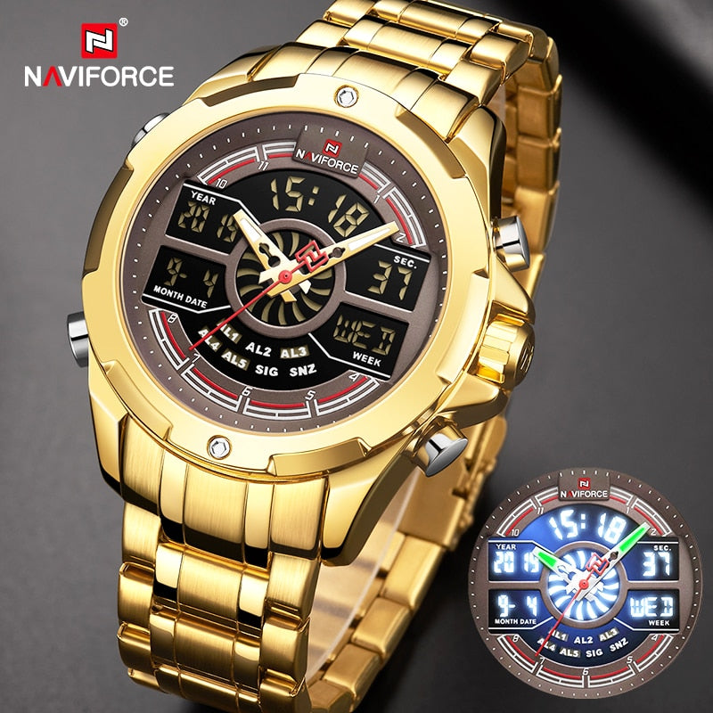 Luxury Original Watches For Men Digital Chronograph Fashion Sport Quartz Wrist Watch Stainless Steel Waterproof Clock