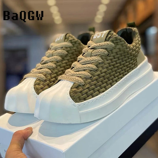 Designer Striped Patchwork Breathable Shoes Man Fashion Soft Lightweight Skateboard Sneakers Retro Camel Summer Shoes