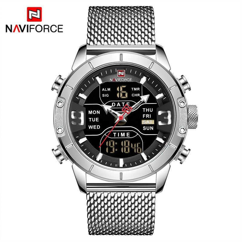 Men Watch Top Luxury Brand Men Military Sport Quartz Wrist Watches Stainless Steel LED Digital Clock Relogio Masculino