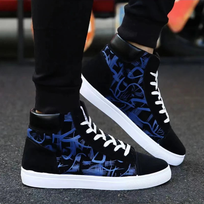 High Top Canvas Shoes for Men Solid Lace Up Vulcanize Shoes Sneakers Slip on Sport Shoe Men Causal Shoes Student Tenis Masculino