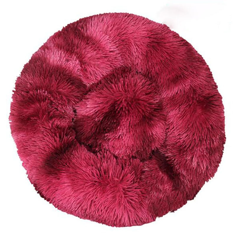 Dog Bed Super Soft Washable Long Plush Pet Kennel Deep Sleep Dog House Velvet Mats Sofa For Dog Basket Pet Cat Bed Drop shipping tie-dyed Red, 40CM