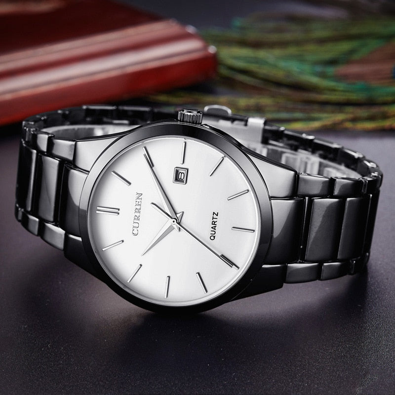 Men Watch Waterproof Simple Fashion Stainless Steel Strap Quartz