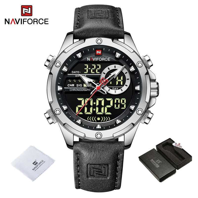 Luxury Brand Original Watches For Men Casual Sports Chronograph Alarm Quartz Wrist Watch Leather Waterproof Clock 9163