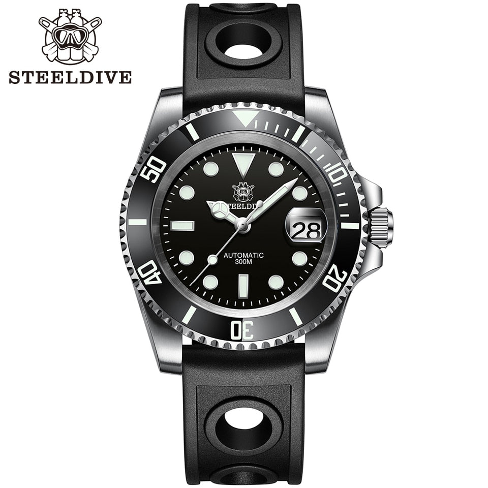 STEELDIVE SD1953 Black Dial Green Ceramic Bezel NH35 Automatic Watch 300M Waterproof Sapphire Glass Men Dive Watches