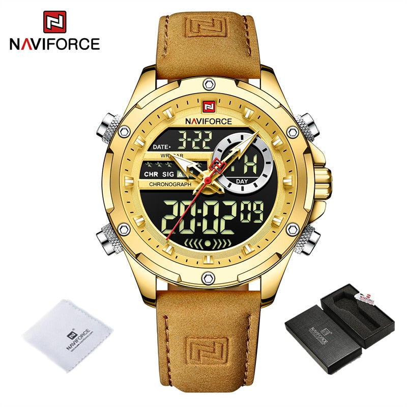 Luxury Brand Original Watches For Men Casual Sports Chronograph Alarm Quartz Wrist Watch Leather Waterproof Clock 9163