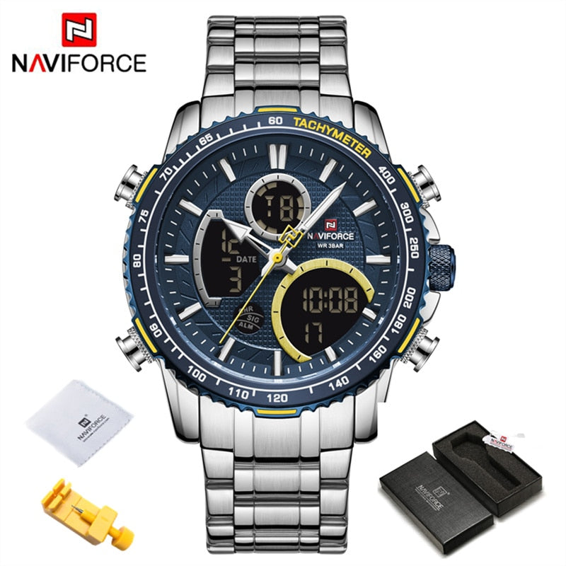 Men Watch Luxury Brand Sport Watch For Men Chronograph Quartz Wristwatch Military Waterproof Steel Band Clock