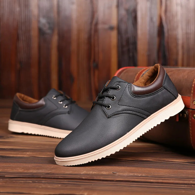 Men Leather Casual Shoes Platform Brand Comfortable Flat Shoes for Men Trendy Men Sneaker Oxfords Shoes Zapatos De Hombre