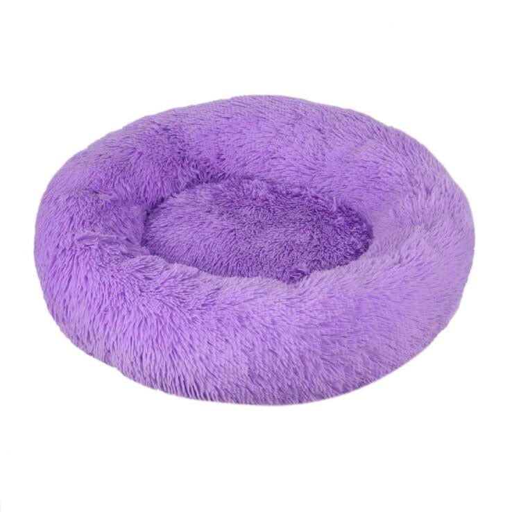 Lit rond en peluche doux pour animal de compagnie chat et chien, panier en fourrure, pour la maison, couchage douceur des animaux, pour petits chiots et chatons, parfait en hiver Purple, 30CM