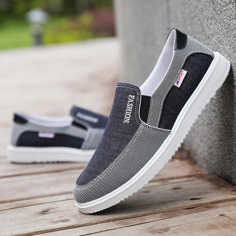 Men Canvas Shoes Slip on Casual Loafers Breathable Summer Fashion Sneakers Youth Comfortable Skate Shoes Office Work Shoes