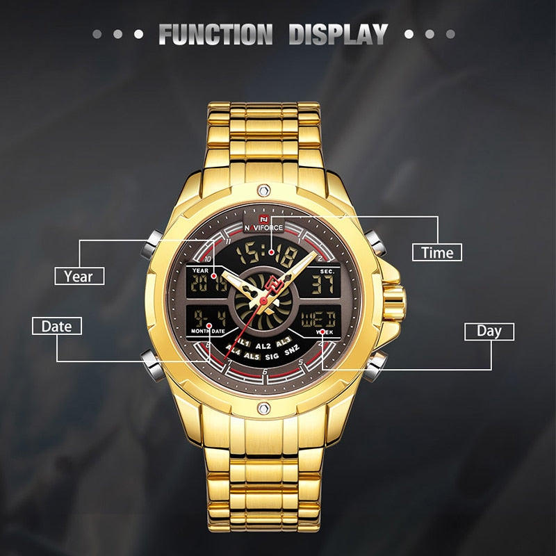 Luxury Original Watches For Men Digital Chronograph Fashion Sport Quartz Wrist Watch Stainless Steel Waterproof Clock