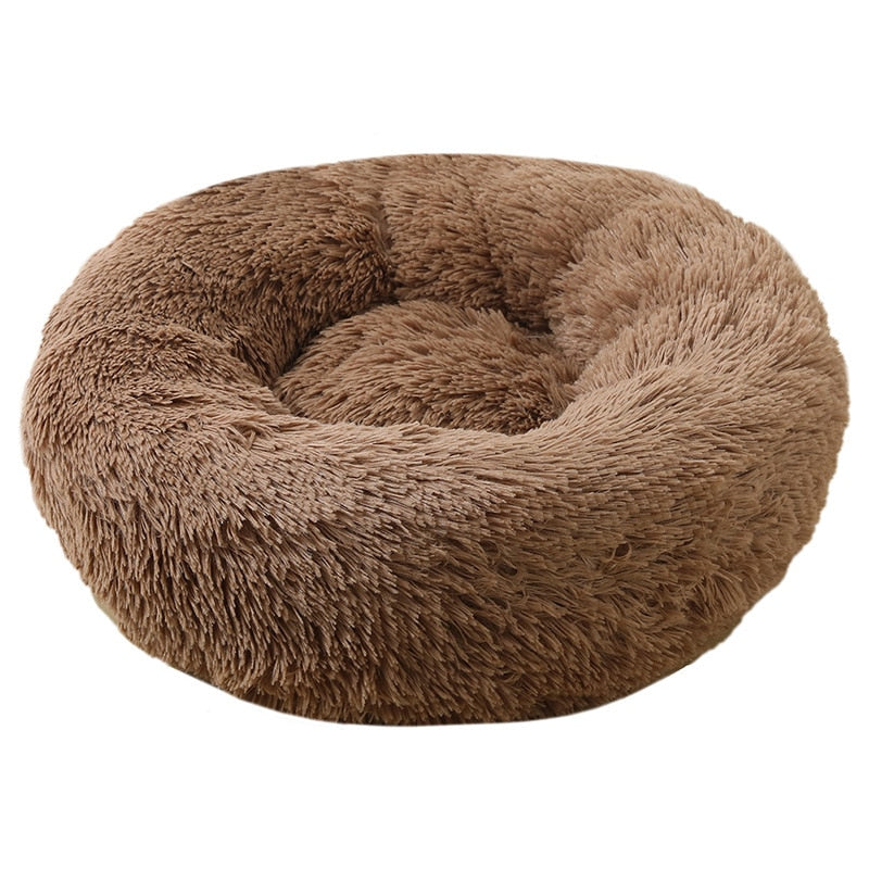 Lit rond en peluche doux pour animal de compagnie chat et chien, panier en fourrure, pour la maison, couchage douceur des animaux, pour petits chiots et chatons, parfait en hiver Khaki, 30CM