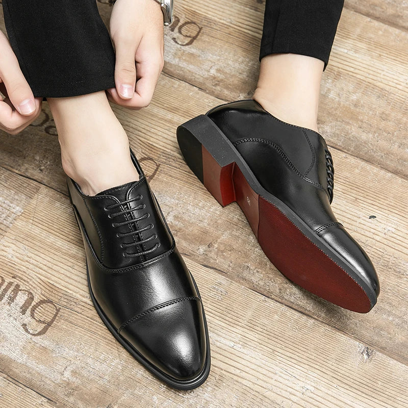 Men Red Sole Oxford Shoes Business Office Breathable Lace-up Shoes for Men Chaussure Homme