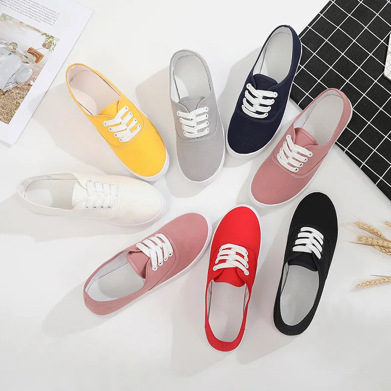 Loafers Flat Shoe Sneakers for Women Shoes Breathable Women's Casual Female Comfort Sneakers Lace Up Solid Color