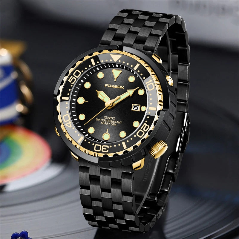 Men Watch 50M Waterproof Luminous Sport Wristwatches Rotating Bezel Quartz Watches with Auto Date Relogio Masculino