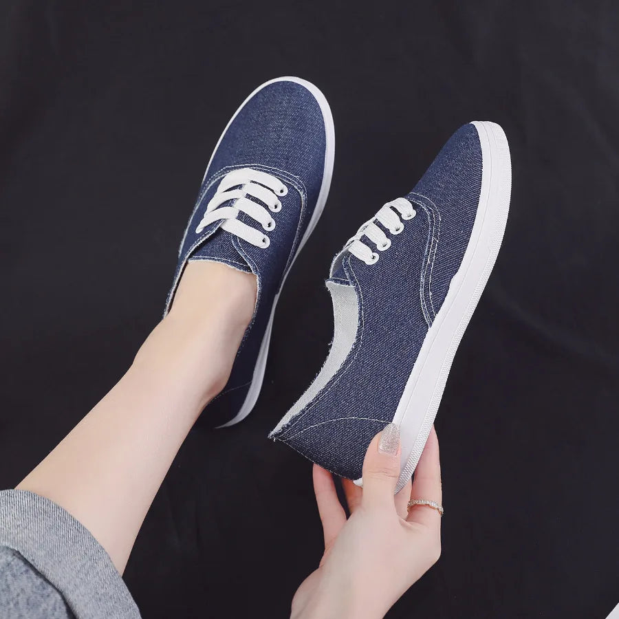 Loafers Flat Shoe Sneakers for Women Shoes Breathable Women's Casual Female Comfort Sneakers Lace Up Solid Color