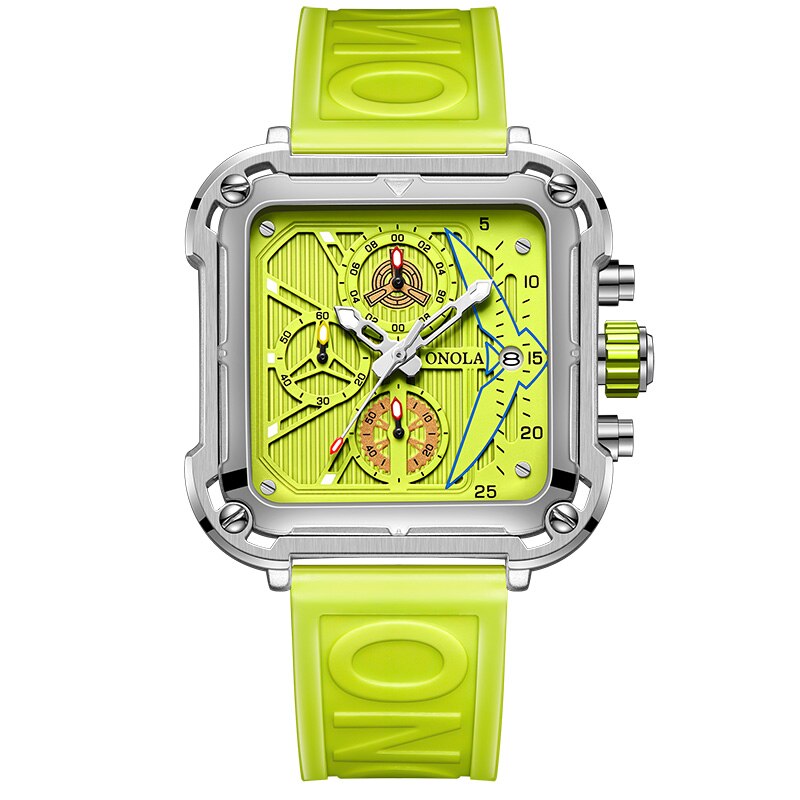 Men Unique Square Design Luxury Quartz Sports Tape Watches Men Waterproof