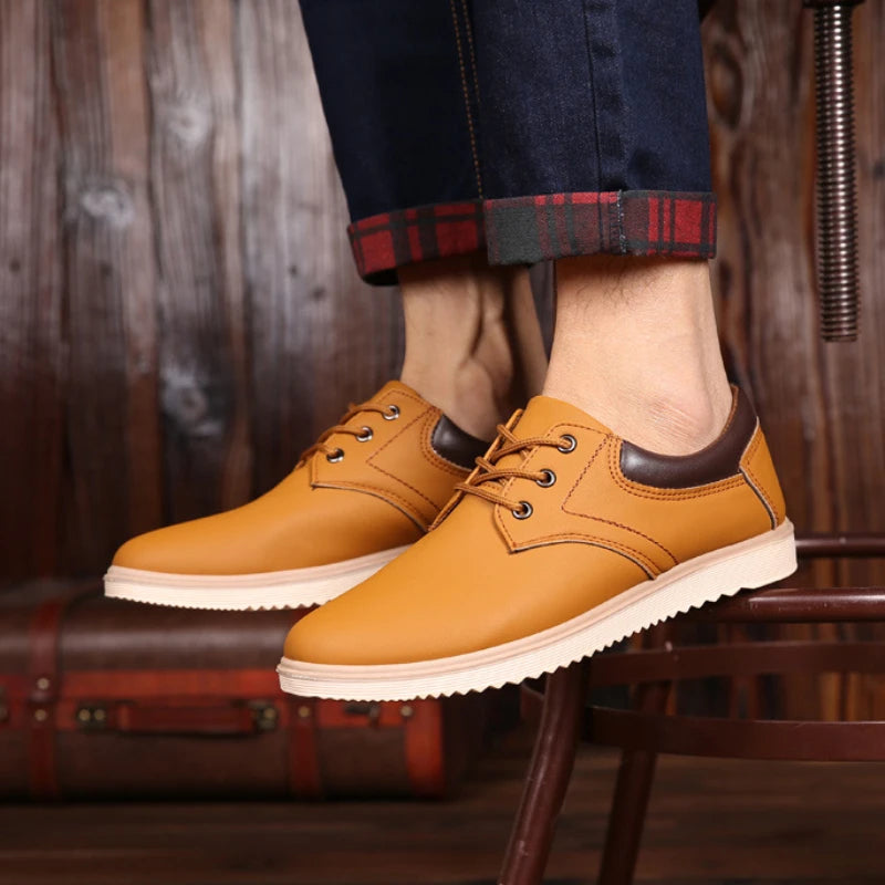 Men Leather Casual Shoes Platform Brand Comfortable Flat Shoes for Men Trendy Men Sneaker Oxfords Shoes Zapatos De Hombre