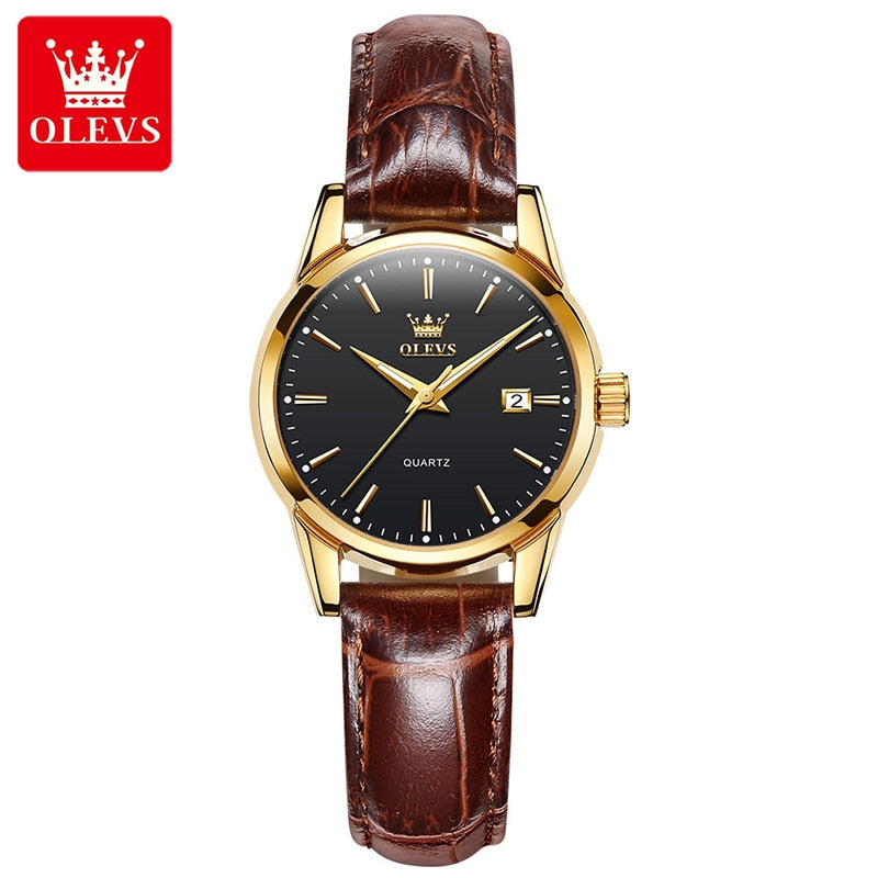 Super Thin Waterproof Women Wristwatch Fashion Genuine Leather Strap Quartz Watch for Women Luminous Calendar